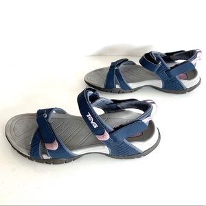 Teva Numa Print Sandals Blue Purple Velcro Size 10